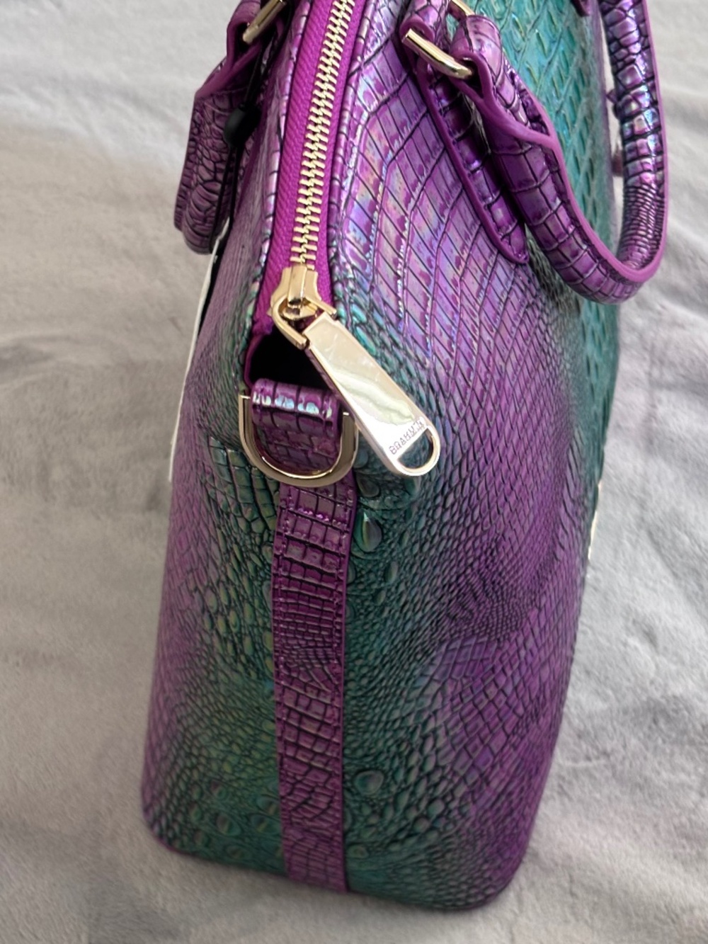 BRAHMIN Large Duxbury Hyacinth Ombre Mini Melbourne Leather Satchel Bag Purse - Picture 4 of 16